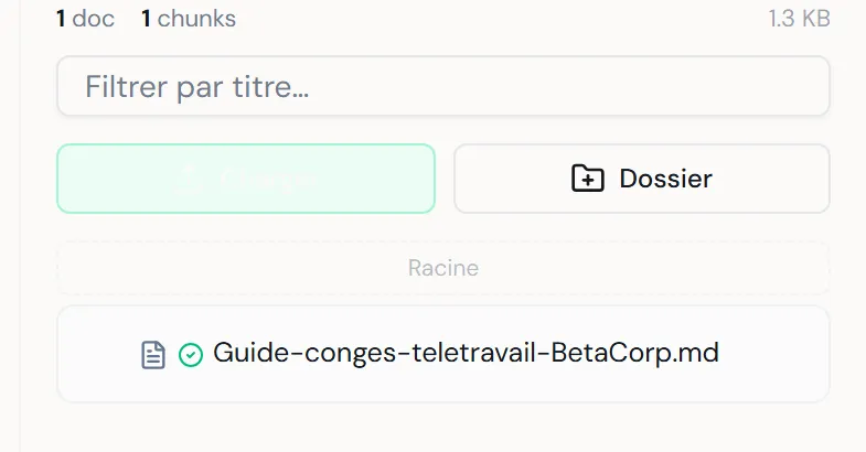 À CAPTURER : gros plan sur la liste de documents montrant les quatre badges — En attente, Traitement, Prêt, Erreur