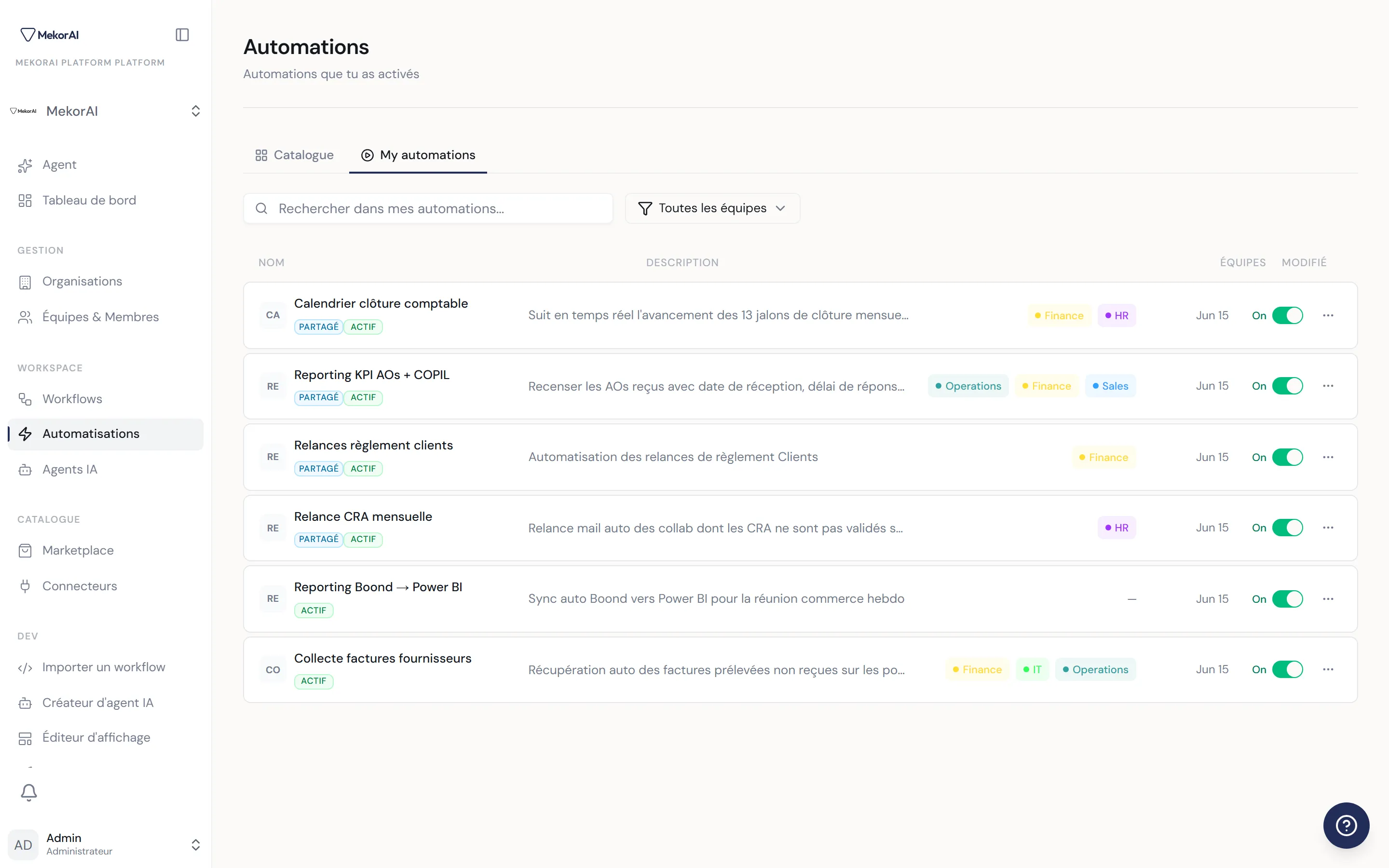 À CAPTURER : le haut de la page /automations — titre « Automations », sous-titre, et la barre à deux onglets Catalogue / Mes automations, onglet Catalogue actif